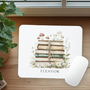 Aquarell-Blumen-Vintage-Bücher Weiblich  Mousepad