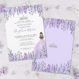 Aquarell Blumen Violett Quinceanera Einladung
