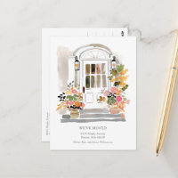 Aquarell-Blumen-Vorderseite Wir sind umgezogen Fam