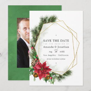 Aquarell-Blumen-Weihnachten-Geometrisch-Hochzeit Save The Date