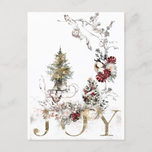 Aquarell-Blumen-Weihnachtsfreude Feiertagspostkarte