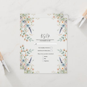 Aquarell-Blumen-Wildblumen-Frühjahrs-Hochzeit-RSVP Einladung