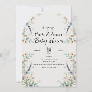 Aquarell-Blumen-Wildblumen-Frühling-Baby-Party Einladung
