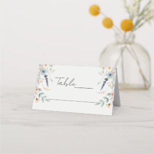 Aquarell Blumen Wildblumen Frühlings Hochzeitsschi Platzkarte