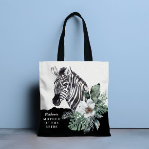 Aquarell-Blumen-Zebra-Mutter-der-Braut-Name T Tasche