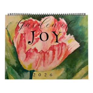 Aquarell-Blumen Zweiseiten-12-Monats-Kalender Kalender