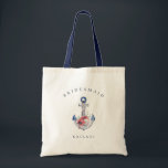 Aquarell-Blumenanker nautisch Tragetasche<br><div class="desc">Hübsches eingewickelter Anker des Watercolor Seil,  verschönert mit Blumenanordnung der roten Anemone,  personalisierte Taschentasche.</div>