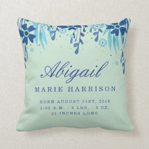 Aquarell-Blumenbaby-Geburts-Mitteilungs-Kissen Kissen