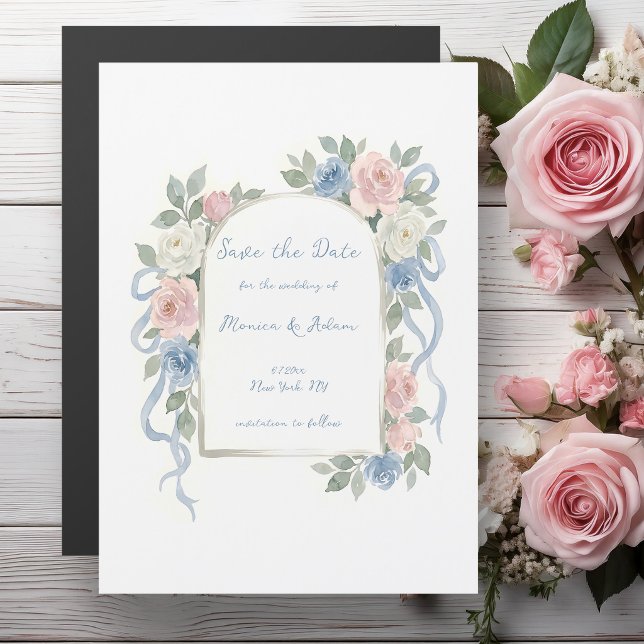 Aquarell-Blumenbogen Save-the-Date Magnetkarte (Von Creator hochgeladen)