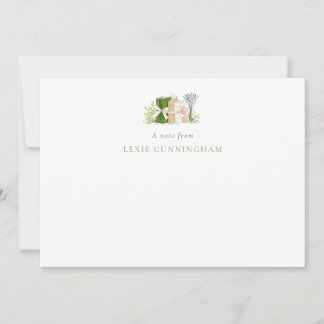 Aquarell-Blumenbücher & Schleifen Personalisiert Mitteilungskarte