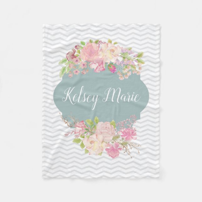 Aquarell-Blumendecke Fleecedecke (Vorderseite)