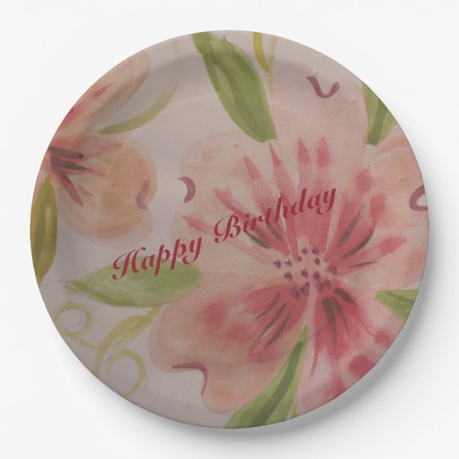 Aquarell-Blumendesigner Pappteller (Vorderseite)