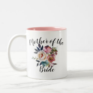 Aquarell Blumendusty Rose Mutter Braun Hochzeit Zweifarbige Tasse