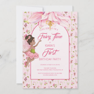 Aquarell-Blumenfee-Mädchen-Geburtstag Einladung