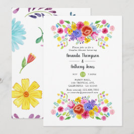 Aquarell Blumenfiesta Paare Dusche Einladung