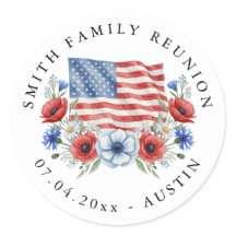 Aquarell-Blumenflagge US-patriotisches Familientre