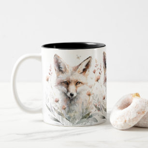 Aquarell-Blumenfuchs Zweifarbige Tasse