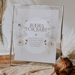 Aquarell-Blumengarten-Baby-Shower-Bücher-Schild Poster