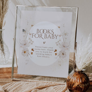 Aquarell-Blumengarten-Baby-Shower-Bücher-Schild Poster