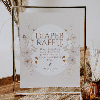 Aquarell-Blumengarten-Baby-Shower-Windelschilder Poster