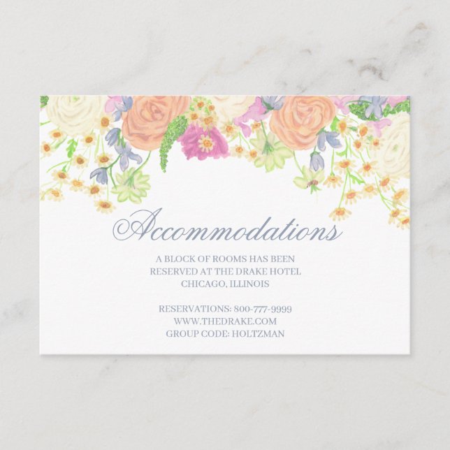 Aquarell Blumengarten Party Wappen Hochzeit Begleitkarte (Vorderseite)