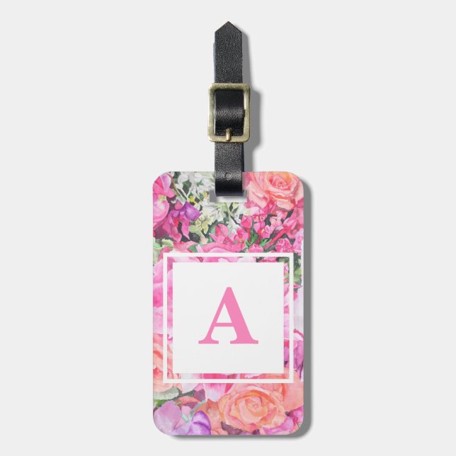 Aquarell-BlumenGepäckanhänger Gepäckanhänger (Vorderseite vertikal)