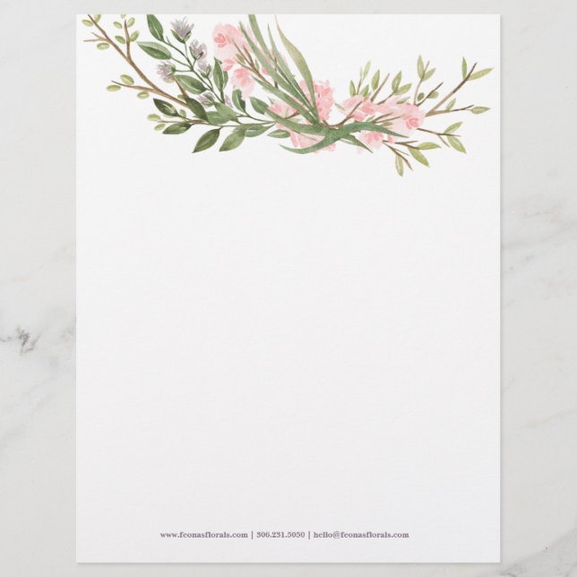 Aquarell-Blumengeschäfts-Briefkopf Briefbogen (Vorderseite)