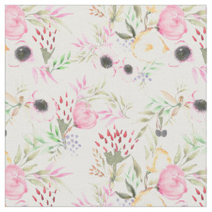 Aquarell-Blumengewebe mit Pfingstrosen und Stoff