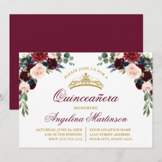 Aquarell Blumengrün Quinceanera Party Einladung