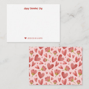 Aquarell-Blumenherz-Muster Valentinstag Mitteilungskarte