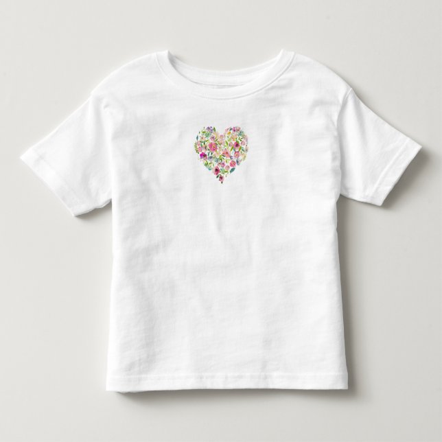 Aquarell Blumenherz Rosa Ihre süße Liebe Kinder Kleinkind T-shirt (Vorderseite)