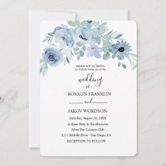 Aquarell-Blumenhochzeit Einladung