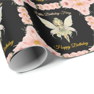 Aquarell-Blumenkleine-Feenkindergeburtstag  Geschenkpapier