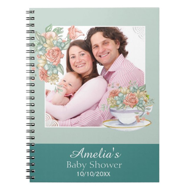 Aquarell Blumenkohl Tee Party Babydusche Notizblock (Vorderseite)