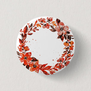 Aquarell-Blumenkranz Button