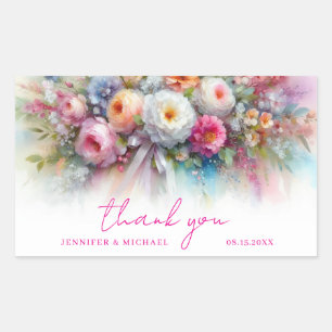Aquarell-Blumenkunst Danke Ihr benutzerdefinierter Rechteckiger Aufkleber