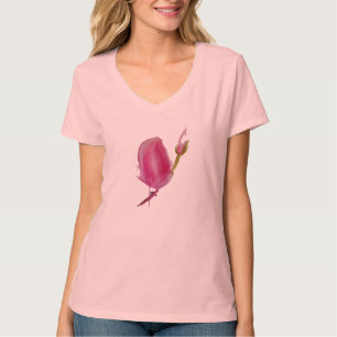 Aquarell-Blumenkunst der rosa Magnolie T-Shirt