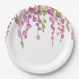 Aquarell-Blumenkunst schöne rosa grün Pappteller
