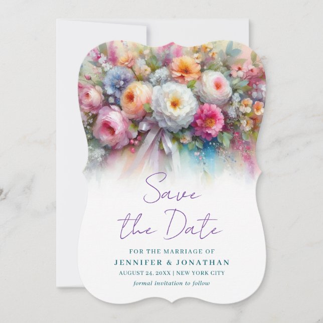 Aquarell-Blumenkunst Typisierte Save-The-Date-Klam Save The Date (Vorderseite)