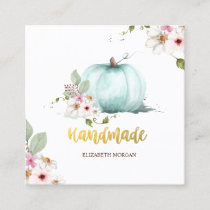 Aquarell Blumenkürbis, Handgefertigt Quadratische Visitenkarte