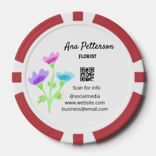 Aquarell-Blumenladen-Geschäft Name Florist q Pokerchips