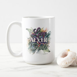 Aquarell-Blumenliebe Versagt Nie Schrift Kaffeetasse