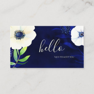 Aquarell-Blumenmarine-Blau hallo Visitenkarte
