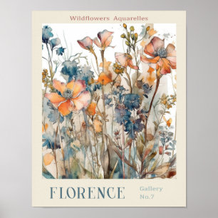 Aquarell-Blumenmarkt Florenz Nr. 7 Galerie Poster