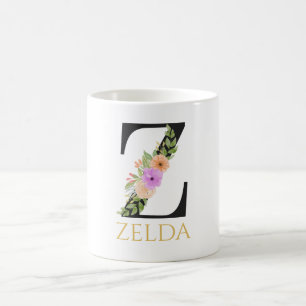 Aquarell-Blumenmonogramm-Kaffeetasse Kaffeetasse