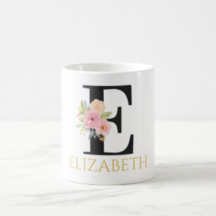 Aquarell-Blumenmonogramm-Kaffeetasse Kaffeetasse