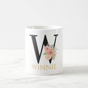Aquarell-Blumenmonogramm-Kaffeetasse Kaffeetasse