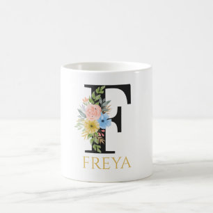 Aquarell-Blumenmonogramm-Kaffeetasse Kaffeetasse