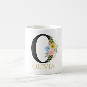 Aquarell-Blumenmonogramm-Kaffeetasse Kaffeetasse