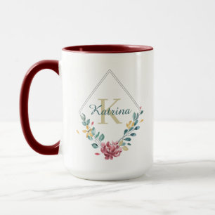 Aquarell-Blumenmonogramm-Tasse Tasse